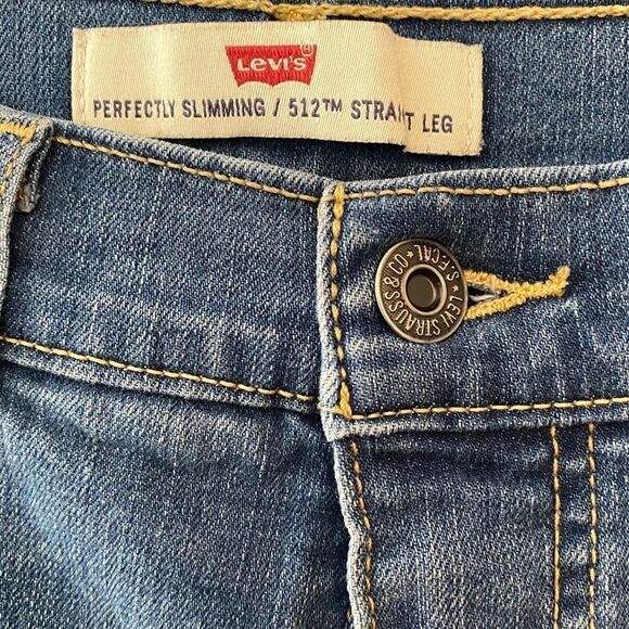 Levi’s 512 Sz 6S Blue Denim Straight Leg Perfectly Slimming Jeans - Picture 5 of 9